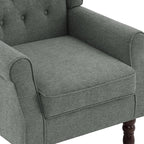 UIXE High Back Accent Chair, Fabric Upholstered Armchair for Living Room, Retro Wingback Arm Chair Comfy Single Sofa Bedroom Reading Seat with Solid Wooden Legs - Gray