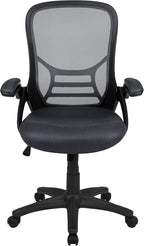 Flash Furniture Porter High-Back Swivel Office Chair with Adjustable Lumbar Support and Seat Height, Ergonomic Mesh Desk Chair with Flip-Up Armrests, Black