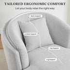 Swivel Accent Chair, 360 Degree Round Swivel Barrel Chair with Pillow, Widened Upholstered Chenille Barrel Armchair for Living Room Bedroom Reading Room, Light Gray