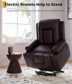 GarveeHome Oversized Electric Lift Recliner Chair - Heat and Massage, PU Leather Power Lift Recliner for Elderly & Mobility Impaired, Adjustable Back and Legs, Heavy Duty Lift Chair for Seniors