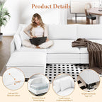 Vesgantti 143" U Shaped Sectional Modular Couch, Comfy Corduroy Upholstered Modular Cloud Sofas for Living Room, Modern Sectional Sofa with 2 Ottoman Deep Seat, Warm White