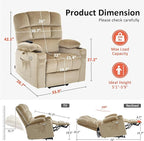MCombo Dual Motor Power Lift Recliner Chair with Massage and Heat for Elderly People, Infinite Position, USB Ports, Cup Holders, Fabric 7679 (Medium, Beige)