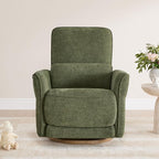 CHITA Power Nursery Rocking Chair, Swivel Glider Recliner Chair with Solid Wood Base, Bulit-in USB & Type-C Charging Ports for Living Room, FSC Certified, Moss Green