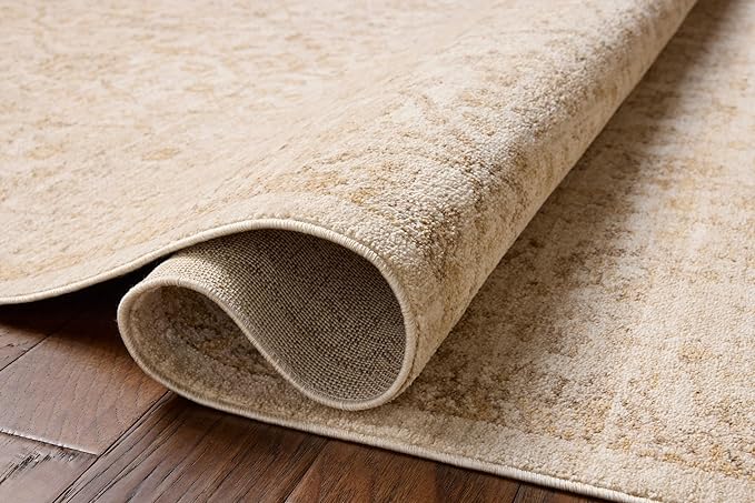 Loloi Chris Loves Julia Palma Collection PLM-01 Ivory/Sand 3'-6" x 5'-6" Fringe Accent Rug Vintage Style Boho Living Room Bedroom Carpet