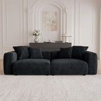 Sectional Couches for Living Room,102inch Cloud Couch Modular Sectional Sofa,Modern Corduroy Couch Love Seat,Cushion Covers Removable& Washable (Black)
