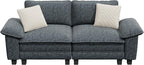 PHI VILLA Indoor Modular Couches Sets, 87.5" Sectional Loveseat Sofa with Upholstered Deep Seat, 2-Seater Comfy Couches for Living Room Bedroom, Chenille Fabric, Dark Cyan