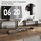 ONBRILL Standing Desk with 2 Adjustable Monitor Shelves, 71 x 24 Inches Electric Stand Up Desk with Memory Controller and Adjustable Height from 28-46 inches for Computer Workstations, Rustic Brown