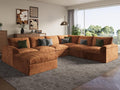 EASE MOOSE Oversized Sectional Cloud Couch-7-Seat, U-Shaped Deep-Seat Modular Boneless Sofa, No-Assembly Chenille Sofa for Living Room, Brown