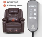 MCombo Extra Wide Power Lift Recliner Chair for Elderly, Lift Chair with Heat and Massage for Big People, USB&Type C Ports, Cup Holders, Faux Leather R7045 (Dark Brown, Medium-Wide)