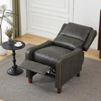 Pushback Recliner Chair, PU Leather Push Back Armchair, Upholstered Recliner Chair 105-135 Degree Adjustable, Retro Accent Chair for Living Room Bedroom - Gray