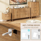 CARPETNAL Fluted 7 Drawer Dresser for Bedroom, 55" Wide Wooden Chest of Drawers with Rounded Corners, Gold Handles, Modern Storage Organizer for Bedroom, Hallway(Walnut)
