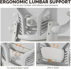Computer Desk Chair with Wheels, Mesh Office Chair with Flip Up Arms, Adjustable Lumbar Support, Swivel Desk Chair Comfy, White