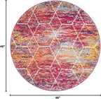 Unique Loom Trellis Frieze Collection Area Rug - Geometric (4' Round, Multi/ Ivory)