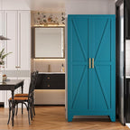 Large Metal Kitchen Pantry Cabinet with Adjustable Shelves - Freestanding Kitchen Storage Cabinet for Dining Room,Livingroom Bathroom, Hallway, Workshop, Office (Blue, 71"- 0 Drawer)