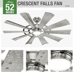 Hunter Crescent Falls Indoor/Outdoor Ceiling Fan with LED Light and Remote Control