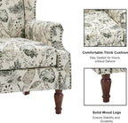 Accent Chair, Upholstered High Back Floral Armchair with Nailhead Trim & Wood Legs, Comfy Wingback Reading Single Sofa Chair for Small Spaces, Living Room, Bedroom ( Plants Beige Floral, Set of 2)