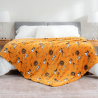 Berkshire Blanket Peanuts® VelvetLoft® Cute Character Snoopy Plush Blanket,Snoopy and Woodstock Fall Birds & Leafs Orange,King 90 in x 108 in (Official Peanuts® Product)