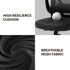 Computer Desk Chair with Wheels, Mesh Office Chair with Flip Up Arms, Adjustable Lumbar Support, Swivel Desk Chair Comfy, Black