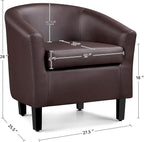 Yaheetech Leather Club Chair, Faux Leather Accent Chair, Modern Living Room Armchair with Wood Legs and Padded Seat for Bedroom Reception Room, Espresso