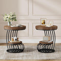 Tribesigns Round End Table Set of 2, 2-Tier Farmhose Wood Side Table with Shelf Storage, Small Sofa Side Bedside Nightstand, Accent Furniture for Living Room, Light Brown