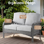 7 PCS Patio Outdoor Furniture Set with Swivel Rocking Chairs,All Weather Wicker Rattan Patio Seating Sofa and Chairs Set,Outdoor Conversaiton Sets for Deck Yard Prrch Garden Poolside,Grey