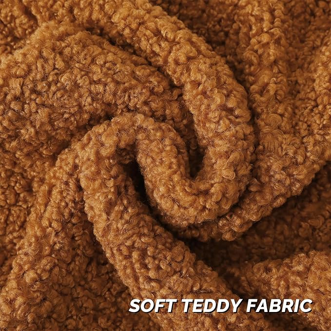 FUTEI Rust Throw Pillow Covers 16x16 Inch Set of 2,Furry Faux Fur Teddy Boucle Textured Cushion Covers,Soft Fluffy Decorative Pillow Case,Home Decor for Couch Bed Living Room Office Car