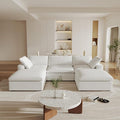Cloud Modular Sectional Sofa Couch,U Shaped Couch 5 Seater for Living Room,120" Convertible Couches with Storage Ottoman, Covers Washable&Replaceable,White