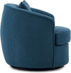 Swivel Accent Chair Set, Modern Upholstered Boucle Barrel Arm Chairs with Pillow for Living Room, 360 Degree Round Swivel Sherpa Armchair with Round Base for Bedroom Club (2, Dark Blue)