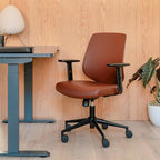 Branch Daily Chair - Vegan Leather Office Chair with Swivel, Lumbar Rest, and Adjustable Armrests - Comfortable Seating for Improved Posture and Productivity - Mahogany