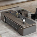 Modern Large Desk, Modern L-shaped Desk With Side Cabinets, Executive Desk With Combination Lock Drawer, Business Furniture Desk With Simple Cable Management (chair Not Included)(63x29.5x94.48inch)
