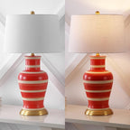 JONATHAN Y JYL4026K Julian 29" Traditional Classic Ceramic Urn LED Table Lamp, Red/Beige for Bedroom, Living Room, Kitchen, Home Office