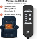 MCombo Triple Motor Power Lift Recliner Chair with Massage and Lumbar&seat Heating, Rolled Arms, Adjustable Headrest for Elderly People, Fabric 7888 (Navy Blue, Medium)