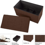 Folding Storage Ottoman - 30-Inch Tufted Footrest, Linen Chest, or Bench with Removable Bin for Living Room, Bedroom, or Dorm by Lavish Home (Brown)