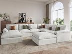 EASE MOOSE Oversized Sectional Cloud Couch-8-Seat, Corner V-Shaped Deep-Seat Modular Boneless Sofa, No-Assembly Chenille Sofa for Living Room, White