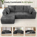 108” Cloud Sectional Couch, Modular Sectional Sofa with Deep Seat, Corduroy Boneless Couches with Chaise for Living Room Bedroom, No Assembly Required