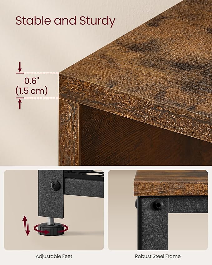 VASAGLE Coat Rack Shoe Bench Set, Hall Tree with Bench, Entryway Furniture, Multifunctional, Dot Coat Hooks, 2-Tier Shoe Rack, Industrial Style, for Entryway, Hallway, Rustic Brown ULCR073K01