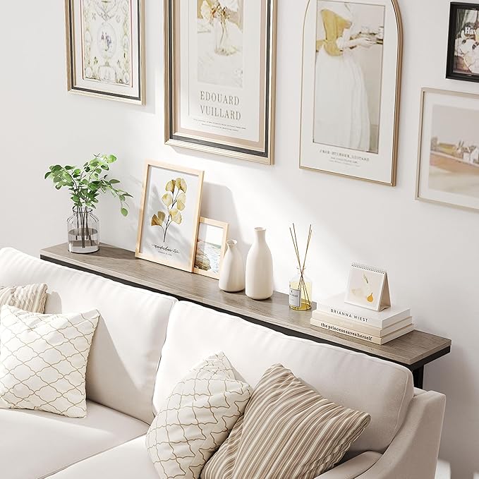 Yaheetech Narrow Console Table with Sturdy Metal Frame, 63 Inch Extra Long Entryway Sofa Table for Behind Couch, Hallway, Living Room, Gray