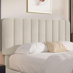 VECELO Full Size Bed Frame with Upholstered Headboard, Velvet Platform Bedframe Mattress Foundation, Strong Wood Slat Support, No Box Spring Needed,Velvet Beige