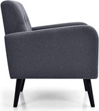 Giantex Upholstered Accent Chair, Modern Mid Century Linen Fabric Living Room Chair with Arms, Max Load 265 Lbs, Comfy Tufted Single Sofa for Reading, Bedroom, Office, Club, Grey