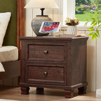Farmhouse Bedroom Dresser and Nightstand Set of 4, 6 Drawer Tall & 5 Drawers Dresser & 2 Drawer Nightstand Set, Rustic Wood Bedroom Furniture Set for Livingroom, Hallway, Walnut