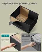 SONGMICS Dresser for Bedroom, Chest of Drawers, TV Stand, Steel, MDF, 5 Non-Woven Fabric Drawers, Storage Organizer Unit, Closet, Entryway, Ink Black and Ebony Black ULGS322B01S