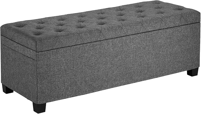 VEVOR Storage Ottoman Bench, End of Bed Bench with 2 Side Bags, Fabric Upholstered with Metal Frame, Toy Box Storage, Bed Benches for Foot of Bed, Bench for Entryway, Living Room, Playroom, Gray