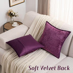 FUTEI Purple Chenille Throw Pillow Covers 26x26 Inch Set of 2,Soft Cozy Bound Edge Design Euro Pillow Sham,Home Decor for Couch Bed Living Room
