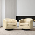 Lumibee Swivel Accent Chairs Set of 2, Faux Leather Swivel Barrel Chairs for Living Room, Modern Comfy Upholstered Round Armchairs Single Sofa Chairs for Bedroom, Club-Cream