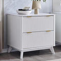 T4TREAM 2 Drawer File Cabinet, 30" Fluted Lateral File Cabinet w/Files Hanging Rod for Letter/Legal/A4, Large Tabletop for Printer, Office Wood Printer Cabinets, White