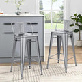 HAOBO Home Metal Bar Stools Set of 2 Low Back Counter Height Barstools 26" Industrial Barstool Patio Stool Metal Kitchen Stools Bar Chairs for Indoor Outdoor