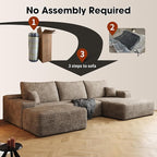 108" Sectional Couches for Living Room Modern Modular Sofa with L-Shape Couchs Upholstered Boneless Couch Deep Seat Sectional Couch with Chaise (Camel, Right Facing Chaise+2Seaters+1Ottoman)