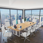 Home Office Chair Ribbed, Modern Leather Conference Room Chairs, Ergonomic Office Desk Chair, High Back Executive Computer Chair, Adjustable Swivel Chair with Arms (White)