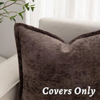 Brown Decorative Throw Pillow Covers 12x20 Inch Set of 2 Cozy Soild Chenille Cushion Cases Soft Textured Lumbar Couch Pillows Cover Boho Accent Farmhouse Pillowcases for Sofa Bed
