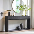 OKD 63" Fluted Console Table for Entryway, Modern Entryway Table with 2 Large Drawers, Long Sofa Table Behind Couch for Living Room, Hallway, Couch, Foyer，Dark Alder